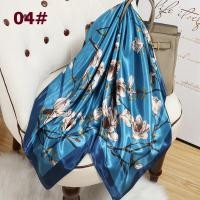 ราคา ผ้าโพกหัวลายพิมพ์ดอกไม้สวยงาม35 4 ผ้าคลุมไหล่ผ้าไหมซาตินสไตล์จีนที่รัดศีรษะกันลมสำหรับผู้หญิง (20942105411)