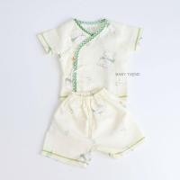 ราคา Little Home Baby ชุดเซ็ทเสื้อผูกหน้าและดุมหน้าพร้อมกางเกงทารก 0 3 เดือน ผ้ามัสลิตคอตตอนทอตาราง นุ่มๆ (22540804423)