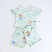 ราคา Little Home Baby ชุดเซ็ทเสื้อผูกหน้าและดุมหน้าพร้อมกางเกงทารก 0 3 เดือน ผ้ามัสลิตคอตตอนทอตาราง นุ่มๆ (22540804420)