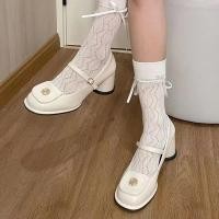 ราคา บางภาษาฝรั่งเศสคำริบบิ้นโบว์กลางน่องถุงเท้าสีชมพูHollow Pileถุงเท้าฤดูร้อนตาข่ายBreathableแนวตั้งลายถุงเท้าสำหรับสตรี (21150387698)