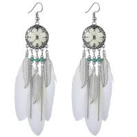 ราคา LEMOER 2024 Ethnic Face Mask Feather Earrings For Women Bohemian Vintage Ancient Silver Long Chain Leaves Feather Tassel Dangle Earrings Indian Gypsy Jewelry (21516170296)