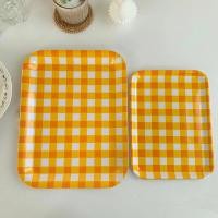 ราคา ถาดอาหาร จานพลาสติกสี่เหลี่ยมสีเหลืองถาดผลไม้ถาดรองจานถาด ถาดเสิร์ฟ (22681759316)