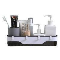 ราคา ชั้นวางของ ติดผนัง ใสใส ทูโทน ชั้นวางของในห้องน้ำ พร้อมตะขอแขวน4ตะขอ ชั้นวางของพลาสติกอเนกประสงค์ ติดผนัง (9444528016)