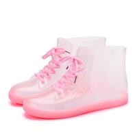 ราคา shop24 สต็อกไทย รองเท้าบูทยาง กันน้ำ กันลื่น สีใส 2 สี ขอบดำ ขอบชมพู (16513013543)