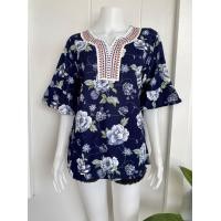 ราคา เสื้อคอวีแขนระบาย อก44 นิ้ว (22494416156)