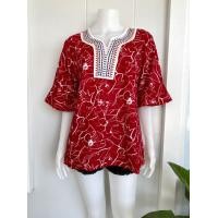 ราคา เสื้อคอวีแขนระบาย อก44 นิ้ว (22494416159)