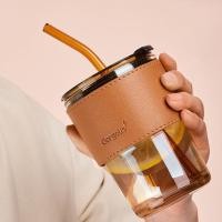 ราคา แก้วใส แก้วมินิมอล 450ml แก้วกาแฟ แก้วน้ำ แก้วน้ำมีฝาปิด พร้อมหลอดแก้ว (22566057965)