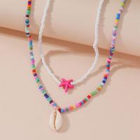 ราคา แฮนด์เมดลูกปัดคอโซ่ผู้หญิงสดและสง่างามสร้อยคอชุดสร้อยคอหอยปลาดาว MIMOON (21905438367)