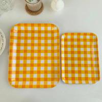 ราคา ถาดอาหาร จานพลาสติกสี่เหลี่ยมสีเหลืองถาดผลไม้ถาดรองจานถาด ถาดเสิร์ฟ (22681759317)