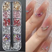 ราคา เครื่องประดับเล็บขนาดเล็กติดเพชรสีสันสดใสเอเลี่ยนส้นแบนติดเพชรสีขาวสีชมพูซุปเปอร์แฟลชอุปกรณ์เสริมเล็บ12ช่อง (22687515731)