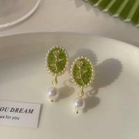ราคา ร้านไทย ต่างหูหนีบ ไม่ต้องเจาะ เซตดอกไม้สีเขียว (19823831661)