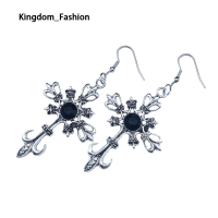 ราคา ต่างหูคู่รูปลอกไม้กางเขนหินแฟชั่นสำหรับผู้หญิง (22133009327)