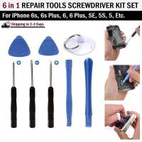 ราคา 6 ใน 1 อุปกรณ์ ชุดไขควง ซ่อม โทรศัพท์ iPhone ไขควงพร้อมชุดแกะ ซ่อมโทรศัพท์มือถือและแท๊ปเล็ต 6 in 1 Repair Opening Pry Tools Screwdriver Kit Set for iPhone SE 6s 6s Plus 6 6 Plus 5S 5 4S 4 3G iPod Touc