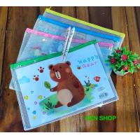 ราคา กระเป๋าซิปใส่เอกสาร ขนาด A4 A5 มีซิป ด้านหน้าลายการ์ตูนน่ารัก ด้านหลังเป็นตาข่ายโปร่ง เเฟ้ม PVC ใสลายการ์ตูน ซองซิปตาข่าย กระเป๋าซิป 4 สี (16759014037)