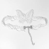 ราคา 1ชิ้นสร้อยคอโซ่ลายลูกไม้สีขาวดำแบบกอธิคสำหรับเครื่องประดับอัญมณีผู้หญิงหญิงสาว Y2k โซ่ไหปลาร้า (21739251517)