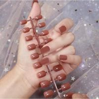 ราคา 24 short bright fake nails solid color three minute quick manicure (12875578313)