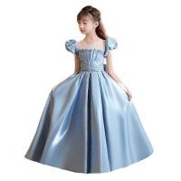 ราคา Gd3936 พร้อมส่งจากไทย ชุดออกงานเด็กหญิงสีฟ้า ผ้าสวยหรูหราดุจไหม สไตล์สวยสดหรูดูโดดเด่น ชุดราตรีเด็กทรงยาว แขนตุ๊กตา ชุดออกงานการแสดง (17001079460)