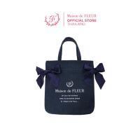 ราคา Maison de FLEUR Denim Double Ribbon Tote Bag กระเป๋าโบว์คู่ ผ้ายีนส์ สวยชิคมีสไตล์ (21496296296)