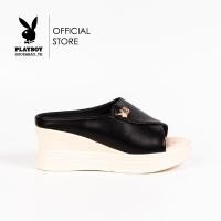 ราคา Playboy รองเท้าส้นตัน ลิขสิทธิ์แท้ รุ่น ST H241C1163 ดีไซน์ส้นตันปิดหน้าครึ่งตัว มี 2 สี สีขาวและสีดำ (21495194330)