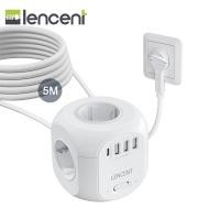 ราคา LENCENT ซ็อกเก็ต Steker Pipih ปลั๊กไฟ4ทางทรงลูกบาศก์หลายซ็อกเก็ต8 In 1ปลั๊กไฟกับ3 USB 1ชนิด C ปลั๊กหลายตัวพร้อมสายถัก5เมตรสำหรับเบ้าติดผนัง (22608832746)
