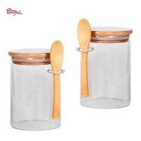 ราคา Prettyia กระปุกข้าวโหลเก็บอาหารขนาด600มล ใส่ฝาไม้ไผ่และช้อนกระป๋องอัดลมข้าวโอ๊ตสำหรับใส่ชาแป้งเครื่องเทศคุกกี้ข้าว (21607599730)