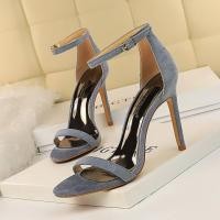 ราคา 829 2รองเท้าส้นสูงแฟชั่นฤดูร้อนแบบเรียบง่ายรองเท้าอัลตร้าส้นสูงสำหรับผู้หญิงผิวกำมะหยี่สายรัดข้อเท้าข้างเดียววัสดุ PU เทียม (22553489291)