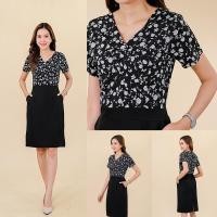 ราคา เดรสคอวีป้ายหลอกลายดอก 3 สีกรม น้ำตาลและดำเนื้อผ้าเสื้อไหมอิตาลี กระโปรงเนื้อผ้าบาร์บี้ มีกระเป๋ากระโปรง ซิปหลัง ซับในทั้งชุด (21911465548)