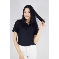 ราคา เสื้อโปโลสีดำ เสื้อทำงานสีดำ เนื้อผ้าใส่สบาย เสื้อทีมสีดำ Polo shirt (1701026751)