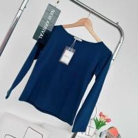 ราคา 031 เสื้อยืดแขนยาวคอปาดทรงพอดีตัว ไซส์1 ผ้าCotton supersofeมูจิ (21429025695)