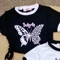 ราคา เสื้อครอปแขนสั้น ผ้าเรย่อน พร้อมส่ง สกรีน ผูกเอว (21818693490)