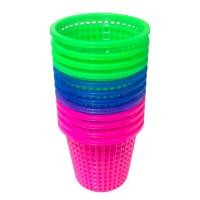 ราคา แพ็คยกโหล 12ชิ้น ตะกร้าพลาสติก ตะกร้ากลม ทรงสูง ตะกร้ากลมทรงสูง ขนาด14 12cm สีสันสวยงาม คละสี (22848809916)