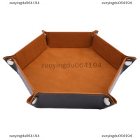 ราคา zuoyingdu064194 ถาดลูกเต๋าพับได้กล่อง PU หนังพับหกเหลี่ยมเหรียญถาดลูกเต๋าเกม (20364200080)