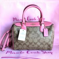 ราคา กระเป๋าถือ COACH ของแท้ มือ 1 ทรงหมอน ทรงยอดนิยม สีสวย มีสายยาว ลดราคาล้าง stock COACH 32203 SIGNATURE BENNETT SATCHEL Pink Ruby Clearance (21720330405)