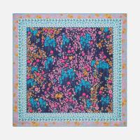 ราคา Scent Of Flowers Silk Twill Printed Scarf Dark Blue (22535974906)