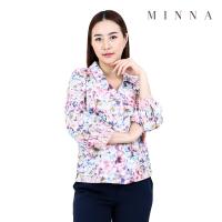 ราคา MINNA เสื้อเชิ้ต คอวี ผ้าผ้าโพลีเอสเตอร์เนื้อซาติน W5B765 (21505760274)
