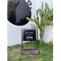 ราคา ป้ายตั้งพื้น ป้ายตั้งหน้าร้าน ป้ายโครงเหล็ก 1 cm ห้อยซิงค์ครึ่งแผ่นติดสติ๊กเกอร์ (21836383167)