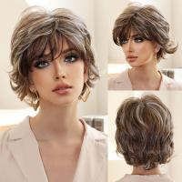 ราคา สีน้ำตาลเป็นธรรมชาติเหมือนจริงเต็มศีรษะฟูผมหยิกสั้น (21952865724)