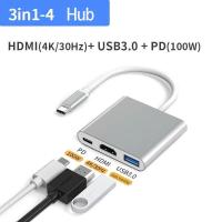 ราคา Feless อะแดปเตอร์ฮับ ฮับ 4 in 1 USB C HUB Type C USB C to HDMI VGA Adapter 4in1 Type c to HDMI 4K for MacBook Pro HP Envy 13 Dell XPS13 15 Lenovo miix510 (16793621345)