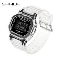 ราคา SANDAแฟชั่นนาฬิกาสปอร์ตผู้หญิงใสสายLEDนาฬิกาดิจิตอลสุภาพสตรีนาฬิกาอิเล็กทรอนิกส์กันน้ำช็อกทหารนาฬิกา (3778090506)