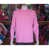 ราคา เสื้อผ้าฝ้ายแพรเงิน คอพระราชทานแขนยาว สีชมพูกลีบบัว ไซส์ L (12113692879)