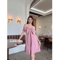 ราคา c104เดรสสายเดี่ยวโบว์ใหญ่ (22458090624)