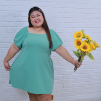 ราคา ด216 เดรสสาวอวบ ใส่ออกงาน ไซส์ใหญ่ พรางหุ่น เดรสเปิดไหล่ เดรสออกงาน (22770136071)