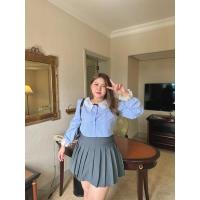 ราคา Bonnie shirt เสื้อเชิ้ตครอปแขนลูกไม้ แต่งโบว์ด้านหน้า MerryChubbyHouse (22075298567)