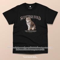 ราคา FASHION เสื้อยืดสกรีนลายแมว Scottish Fold สก็อตติชโฟลด์ Classic Cotton 100 by Oversized Club TEE (20423330475)