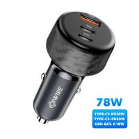 ราคา OWIRE CAR Charger อะแดปเตอร์ชาร์จโทรศัพท์มือถือ LED 79W USB 4 พอร์ต PD QC3 0 USB C สําหรับ Xiaomi Samsung (22814512027)