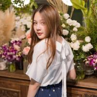 ราคา แขนสั้นผูกโบว์ ผ้าลินินสลาฟผูกโบว์ด้านหลัง (5402808067)