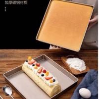 ราคา พร้อมส่ง ถาดอบขนมทรงสี่เหลี่ยม สีทองแบบ non stick 28 28 3 cm (21632868511)