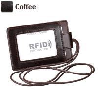 ราคา แฟชั่นหนังแท้คอเชือกเส้นเล็กป้าย ID IC ผู้ถือบัตร RFID ป้องกันบัตรเครดิตกระเป๋าชื่อกรณีแท็ก (10784090245)