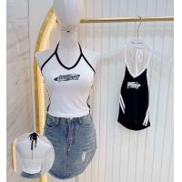 ราคา Mbell เสื้อคล้องคอพิมพ์ลายอักษรสีดำy2k (22166792852)