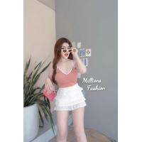 ราคา MBell บอดี้สูท สายเดี่ยว คอวี แต่งสายกุ้นขาว เสริมฟองน้ำ ผ้าเรย่อน (21982165517)